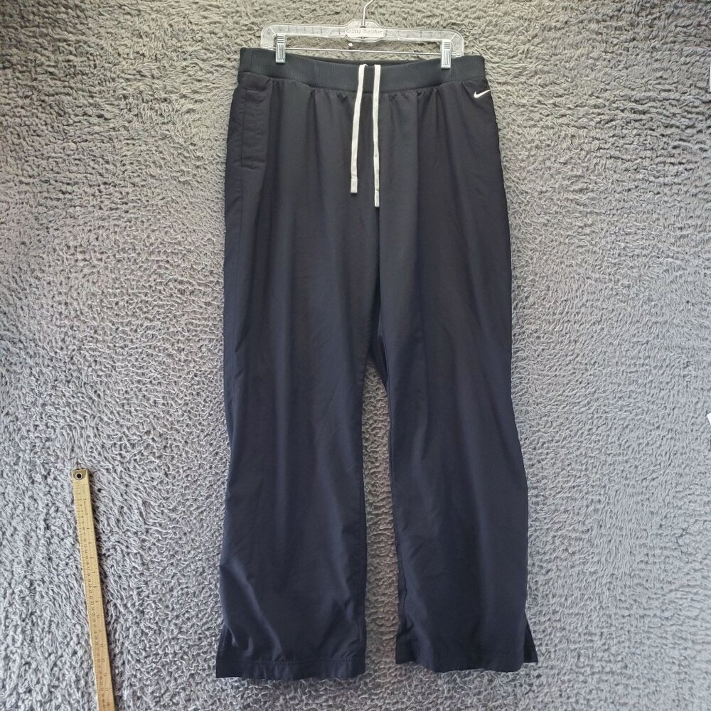 Nike Pants Mens Large Black Drawstring Athletic Logo Lightweight Polyester